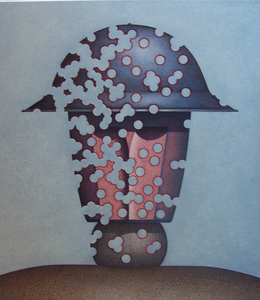 Serie tekeningen en schilderijen waarin het thema geweld en erotiek een grote rol spelen. Ik gebruik hiervoor houten ledenpoppen om een onpersoonlijk en vervreemdend beeld te creëren.