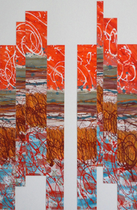 SFEER  STRUCTUUR GEOLOGIE- schilderijen van beweging en verschuiving in de aardlagen. Studies klein - Olieverf/zand op karton, groot werk - olieverf/acryl/ zand op linnen of op multy plex.