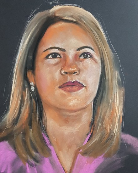 Cleopasteltekening cleo op zwart papier