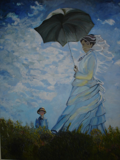 Moeder met kind in een veld met bloemen.