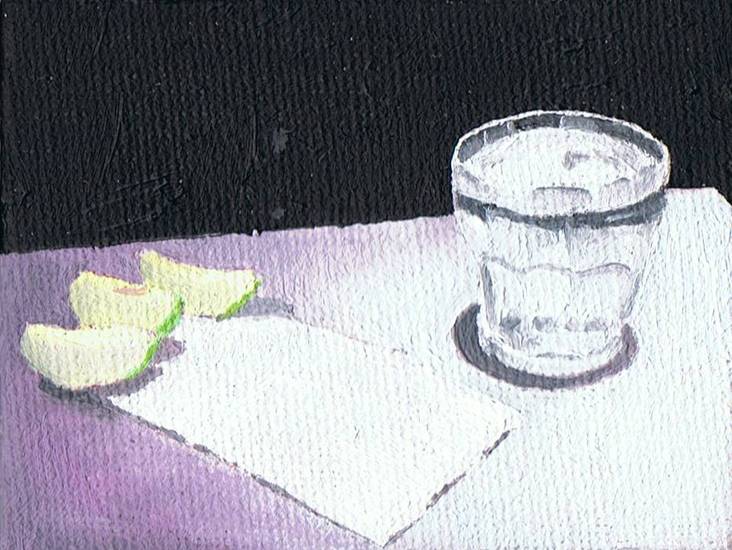 still life with water glass