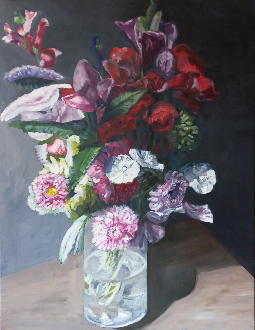 Bloemen in glazen vaas