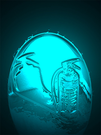 Brandblusser in water