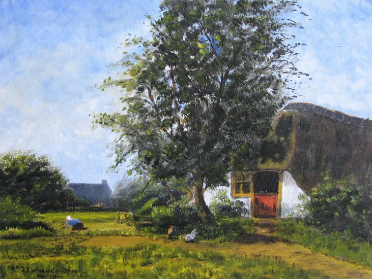 4. Boerderij met vrouw in moestuin