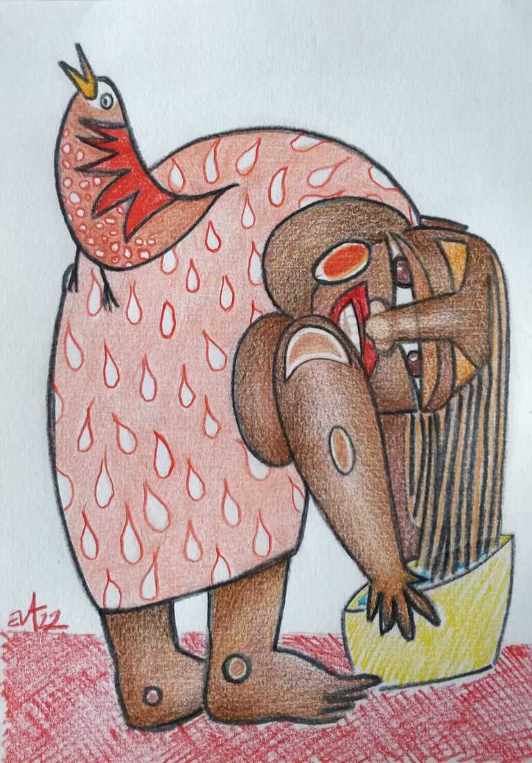 Figuur met vogel.(18)