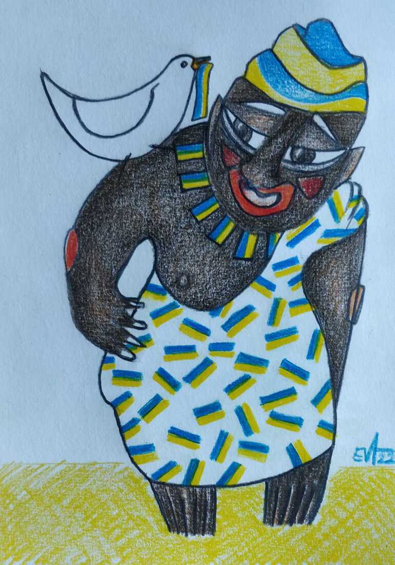 Figuur met vogel. (19).
