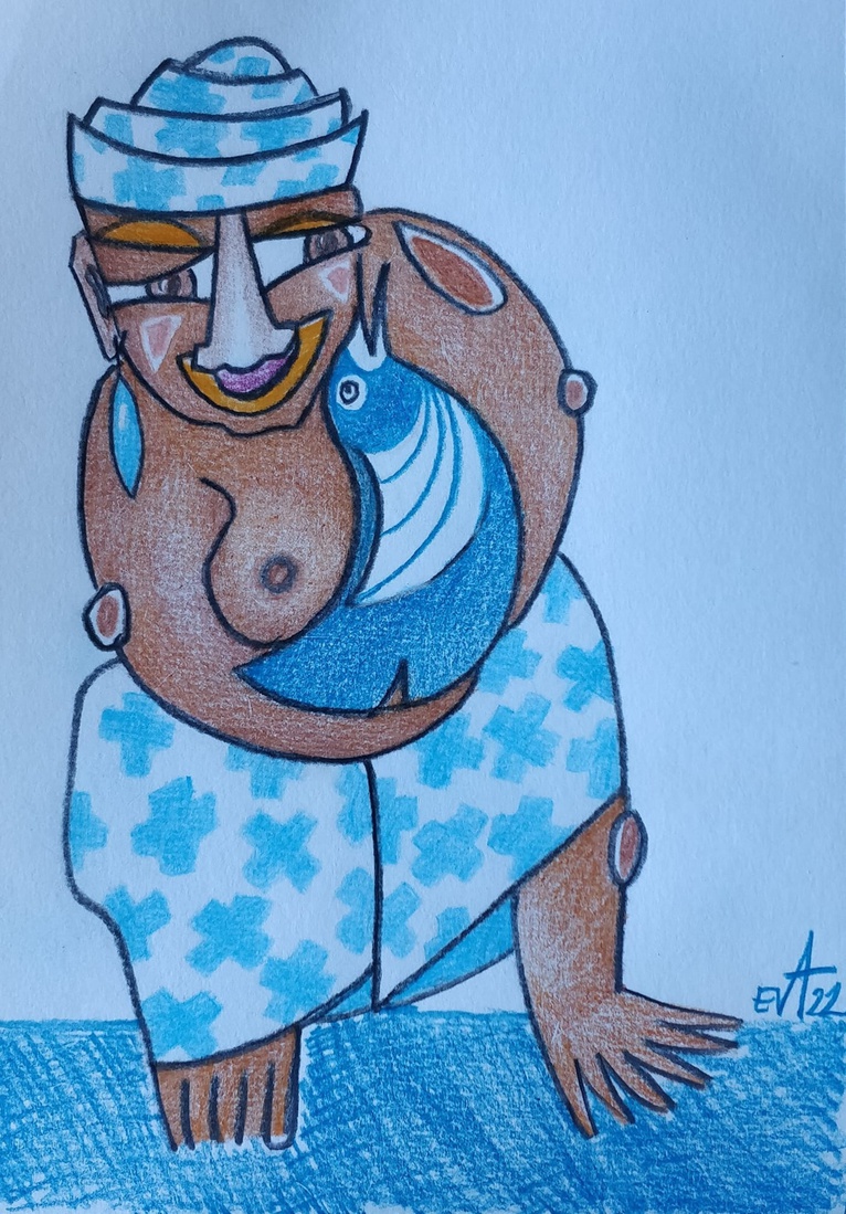 Figuur met vogel.(17)
