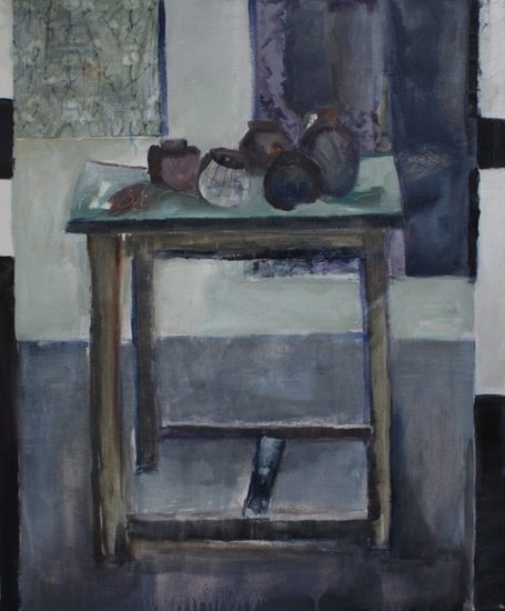 Stilleven potten op tafel