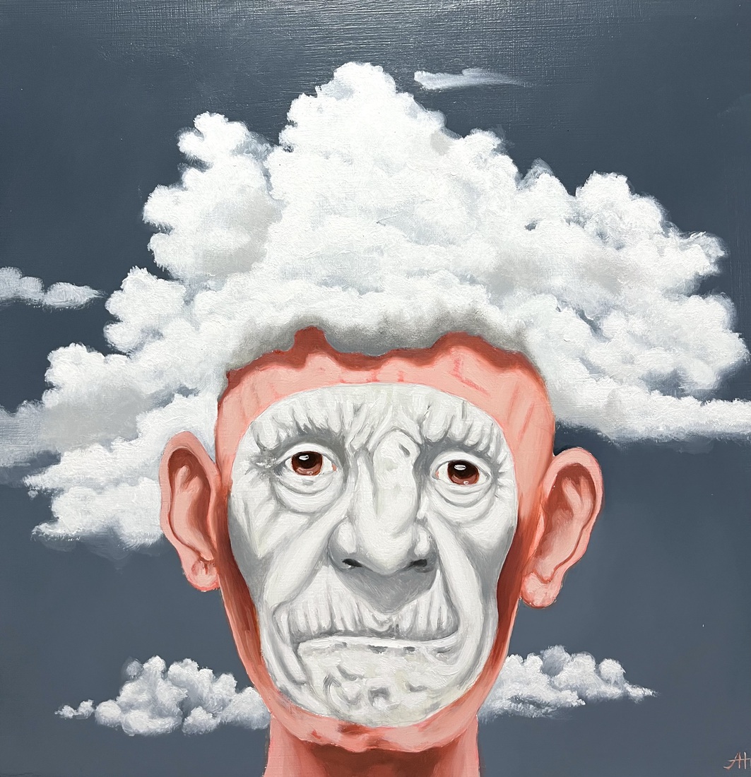 Hij loopt met zijn hoofd in de wolken