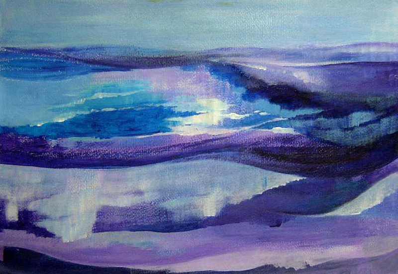 Schittering in blauw-paarse zee