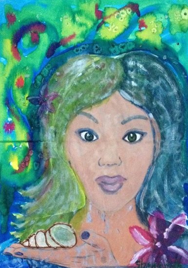 Waterheks in zee met schelp