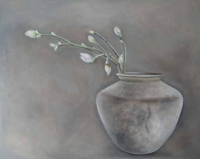 kruik met magnoliatakken