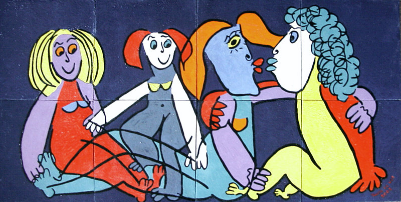 Tegeltableau Familietafereel