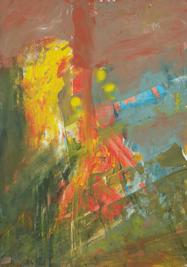 Abstract in geel, groen en rood