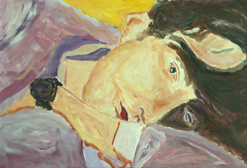 Portret van een liggende man