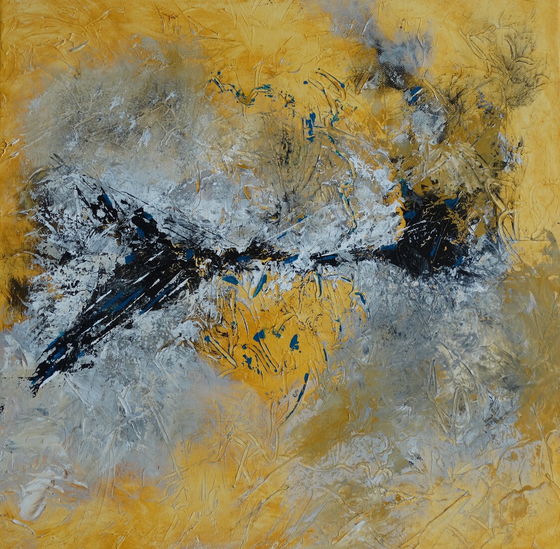 Abstract in geel, zwart en wit