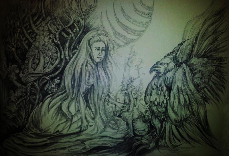 in the secret garden - princess and magic bird