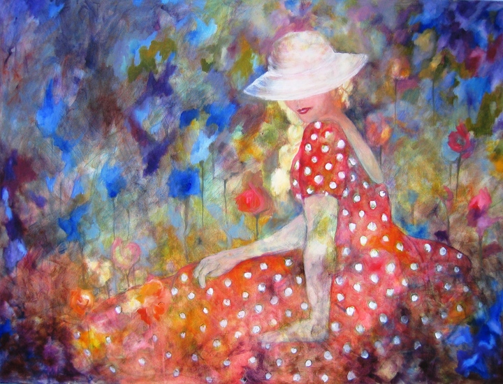 rood met witte stippen