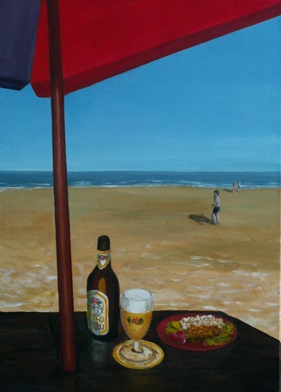 Terras aan het strand