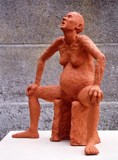 woman giving birth, red