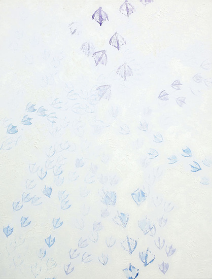 Vogelsporen in de sneeuw