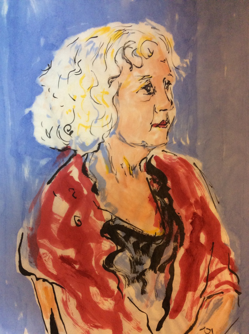 Portret vrouw met witte krullen