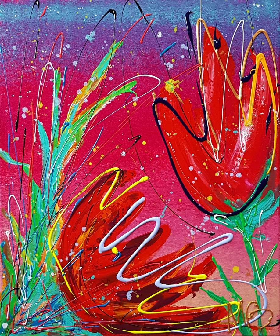 Kleurrijk bloemenschilderij