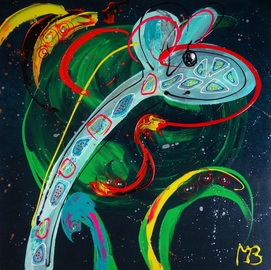 Donkerkleurig abstract schilderij