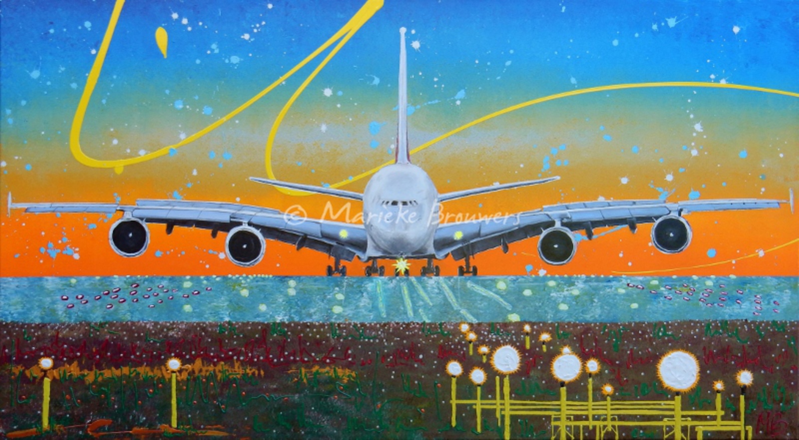 Realistisch vliegtuigschilderij