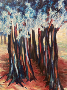 om mijn schilderijen draait het om kleuren en afbeeldingen die een link met de natuur hebben