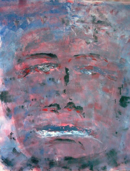 Transparant face in blue and red