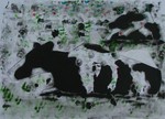 Deze werken zijn intieme portretten van verschillende koeienrassen in voor hen kenmerkende houdingen. Ze zijn geschilderd met roller, paletmes, tube en kwast. Ze liggen en staan in een vaag landschap, dat geïnspireerd is op het landschap van de Zuid Hollandse en Utrechtse polders, waarmee ik mij intens verbonden voel..