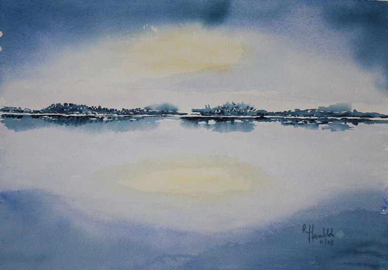 At night at the waterside