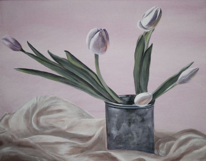 tulpen op zijden kleed