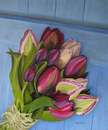 Tulpen op hout