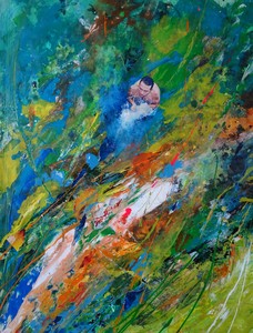 Acrylschilderijen met toevoeging van collage-elementen