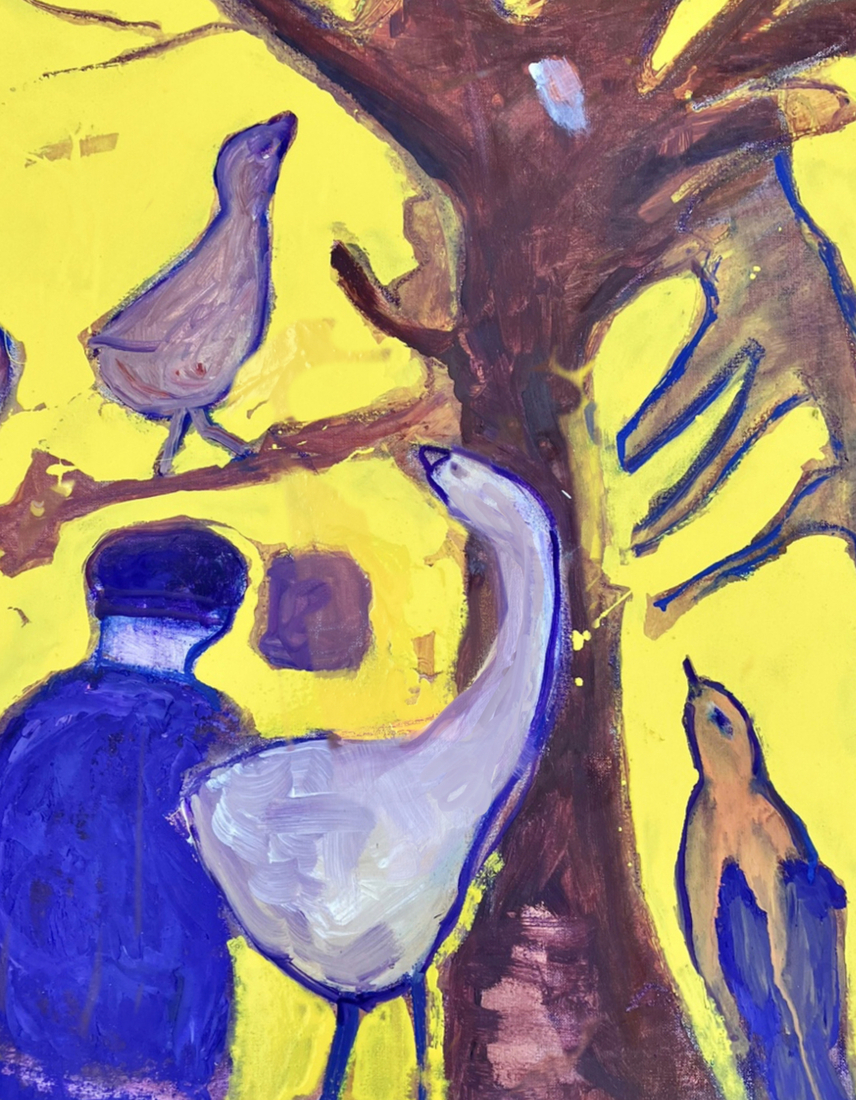 Man and carefree birds
