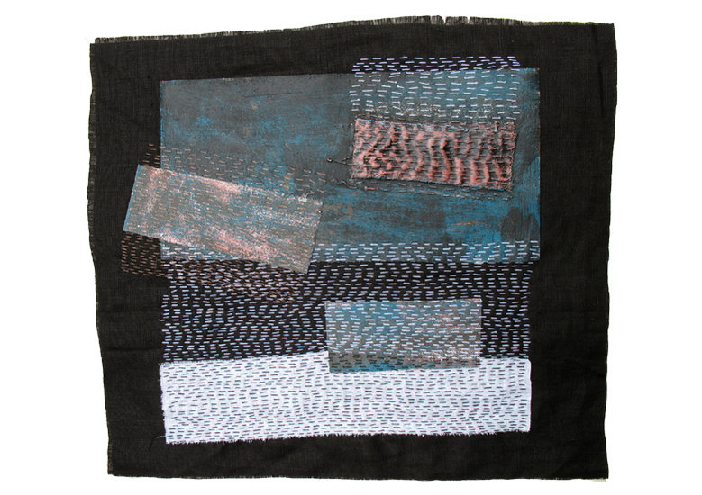 vlakken op zwart linnen