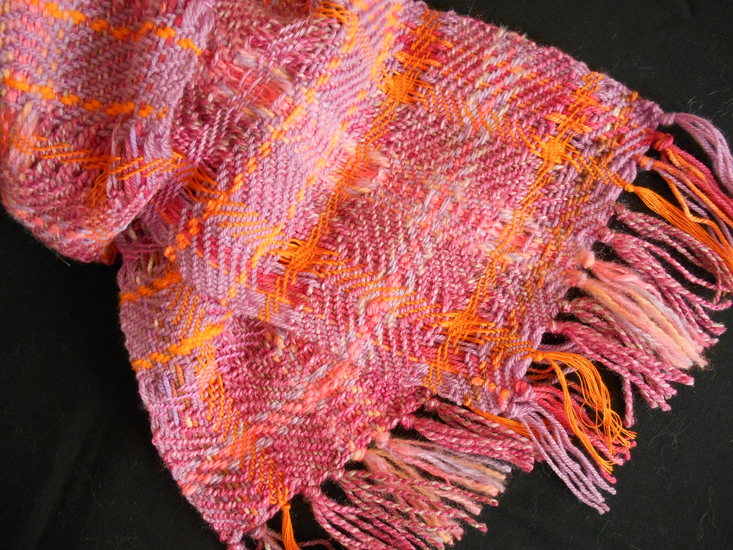 sjaal in violet-oranje