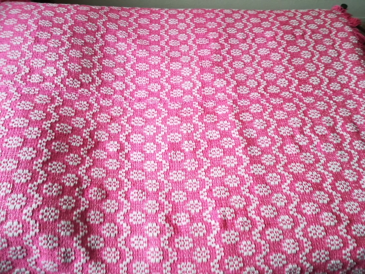 1-persoonsbedsprei roze/wit