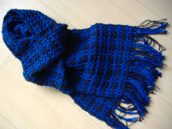 zwart/blauw wafelweefsel