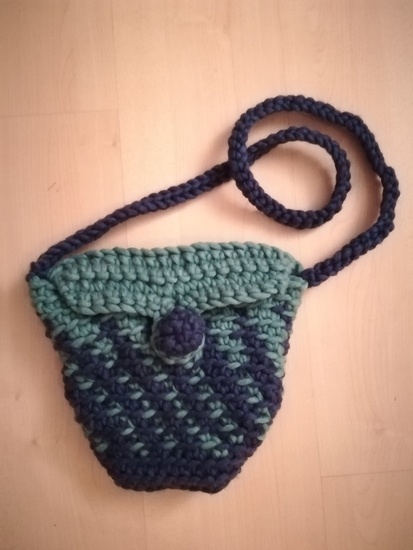 gehaakte licht mintgroene/paarse schoudertas