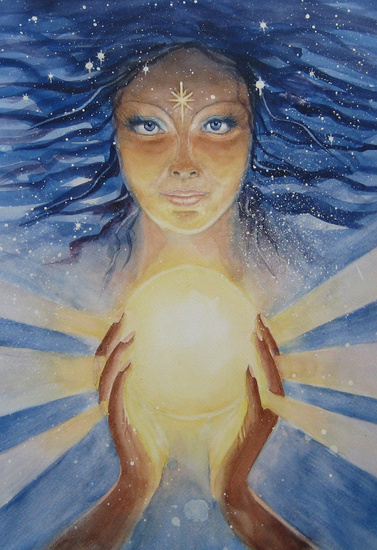 De engel met het licht.