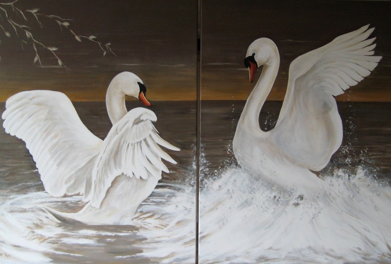 tweeluik van zwanen