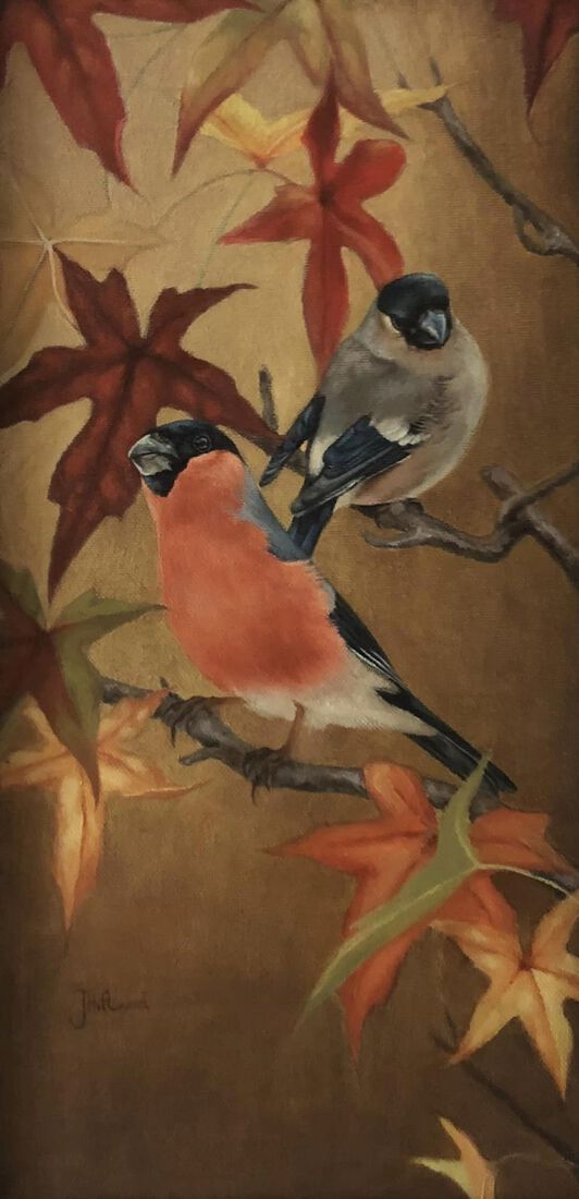 Goudvinken in herfstkleuren