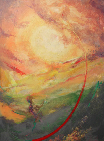 zonsondergang golfer