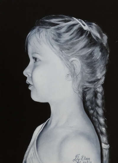 granddaughter Emma in black&white