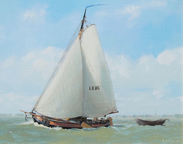 Een vissermanaak op weg naar de visgronden