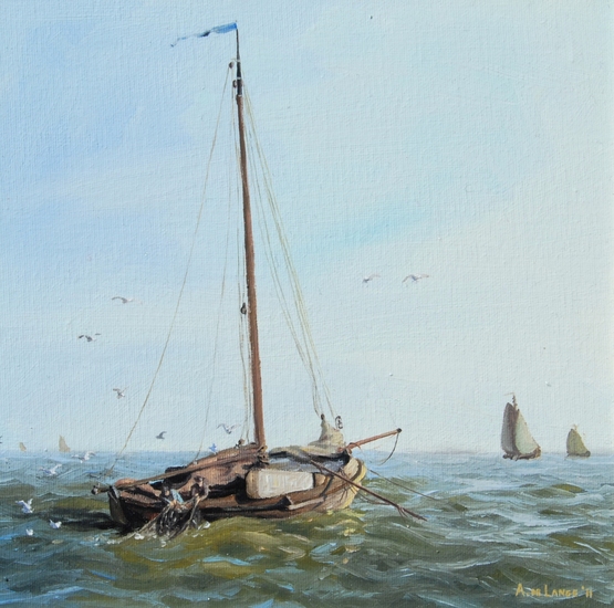 Een Botter die zijn netten binnenhaalt