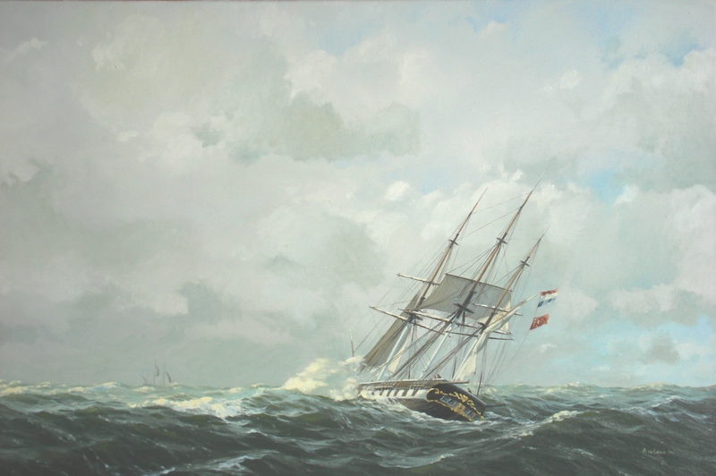 Hollands koopvaardijfregat op weg naar Indië